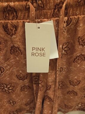 PINK ROSE Rust Printed Drawstring Shorts